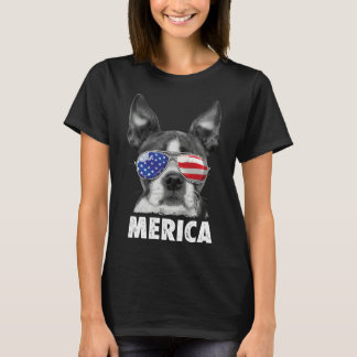 Camiseta Boston Terrier Merica 4 De Julho Para Homens Mulhe