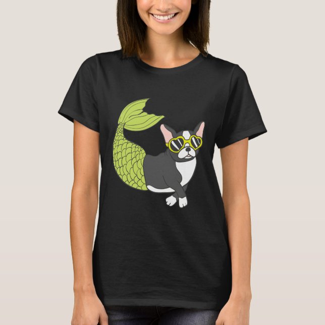 Camiseta Boston Terrier Mermaid Merboston Muito Legal Para  (Frente)