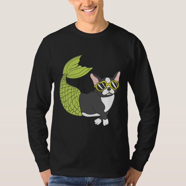 Camiseta Boston Terrier Mermaid Merboston Muito Legal Para  (Frente)