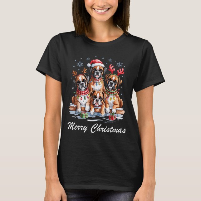 Camiseta Boston Terrier Merry Christmas Funny Dog Lovers Ho (Frente)