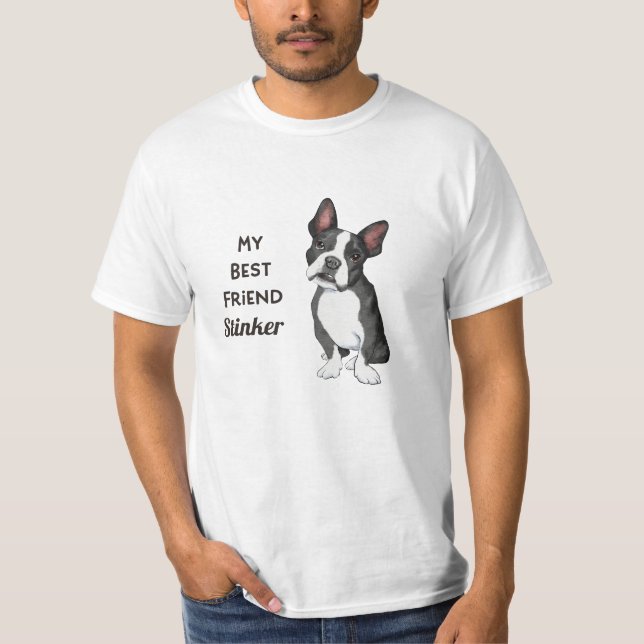 Camiseta Boston Terrier My Best Friend Custom Name T-Shirt (Frente)
