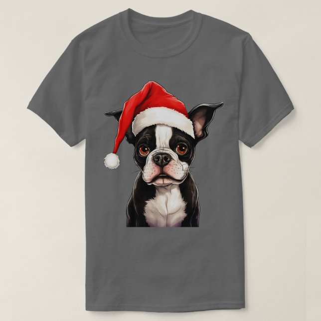 Camiseta Boston Terrier Natal (Frente do Design)