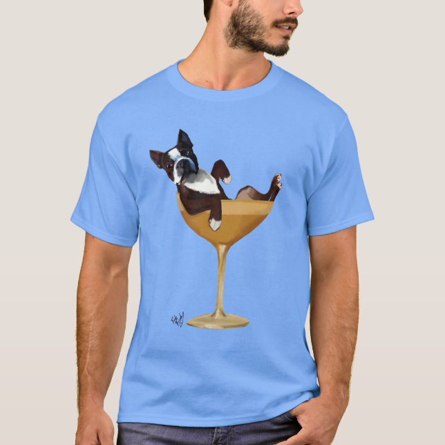 Camiseta Boston Terrier no Cocktail Glass 2 (Frente)