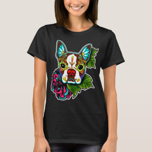 Camiseta Boston Terrier no dia vermelho do crânio de açú