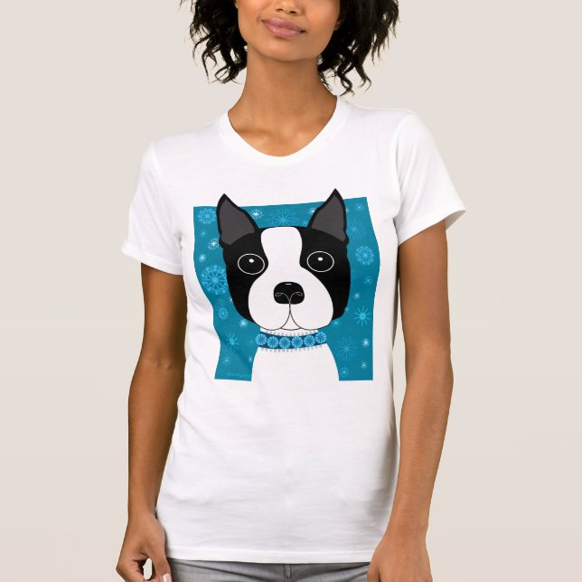 Camiseta Boston Terrier no inverno (Frente)