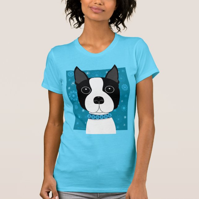 Camiseta Boston Terrier no inverno (Frente)