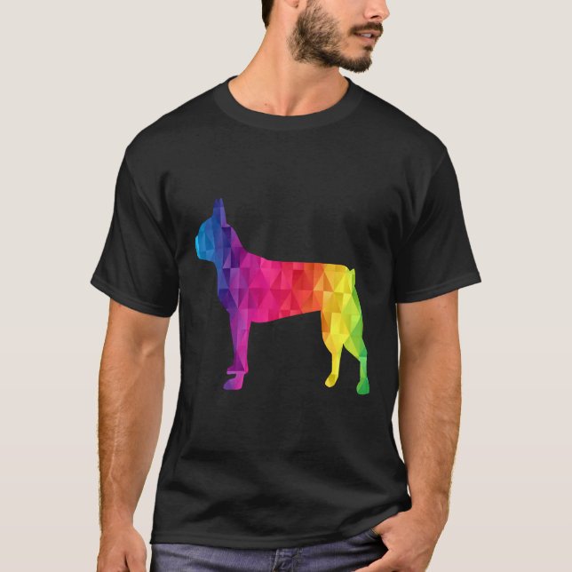 Camiseta Boston Terrier Poly Graphic Ideia Engraçada Mãe Pa (Frente)