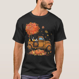 Camiseta Boston Terrier Pumpkins Caminhão Autumn Leaf Fall