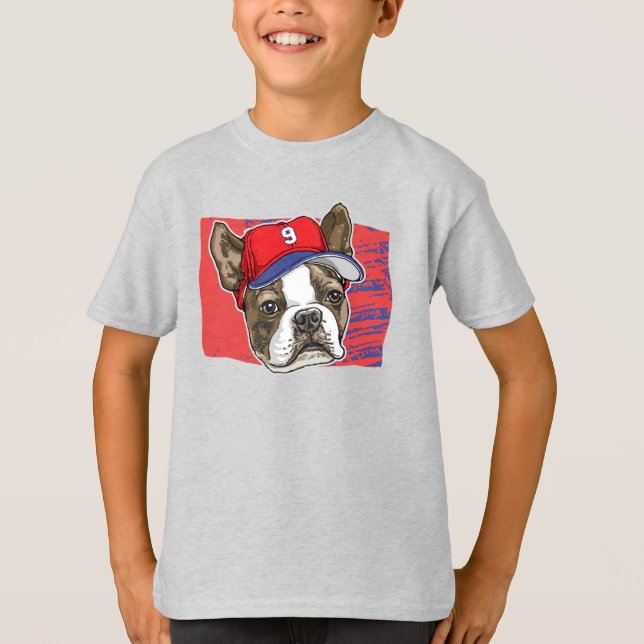 Camiseta Boston Terrier Red Baseball Hat BKG (Frente)