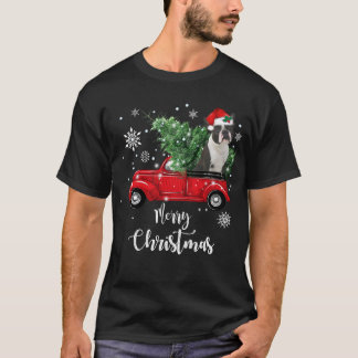 Camiseta Boston Terrier Ride Red Truck Natal Pajama