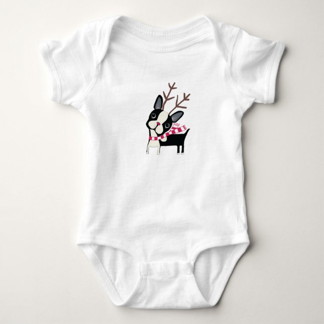 Camiseta Boston Terrier Rudolph a rena (Frente)