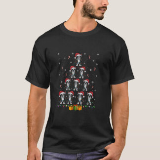 Camiseta Boston Terrier Santa Hat Xmas Light Men Women Chri