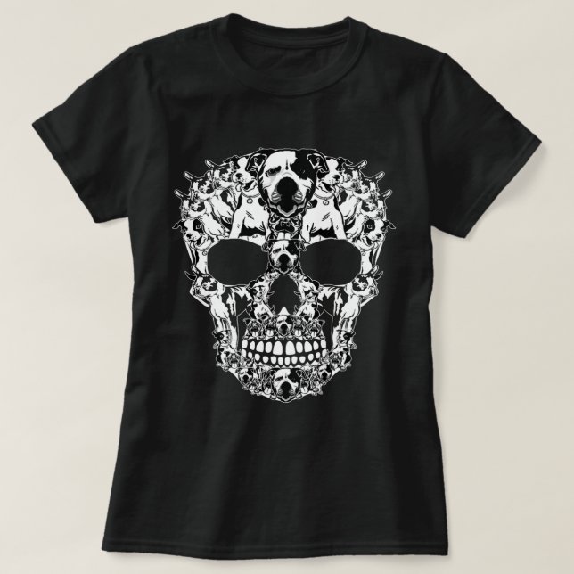 Camiseta Boston Terrier Skull Dog Lover (Frente do Design)