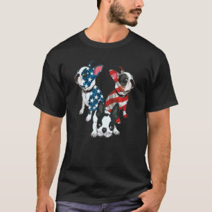 Camiseta Boston Terrier Squad Red Wine & Blue Usa Flag