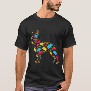 Camiseta Boston Terrier Tacos Mens Mulheres Cinco Mexicanos