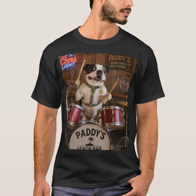 Camiseta Boston Terrier tocando tambor (Frente)