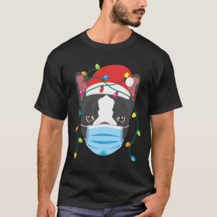 Camiseta Boston Terrier Vestindo o Natal Feriado