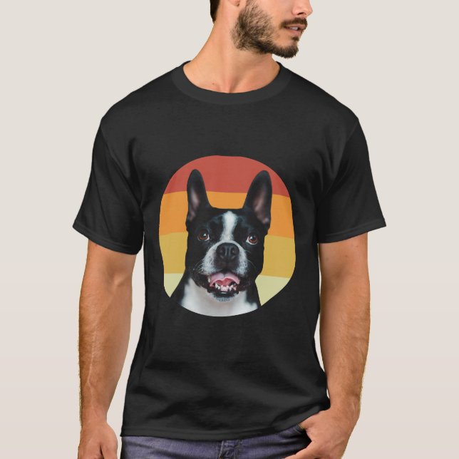 Camiseta Boston Terrier Vintage - Trazer Face Cão (Frente)