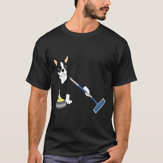 Camiseta Boston Terrier Winter Olimpiadas Curling (Frente)