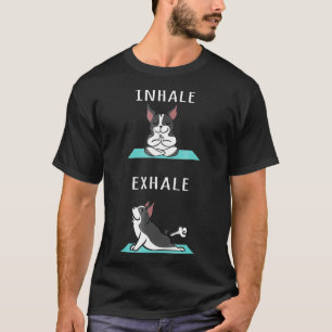 Camiseta Boston Terrier Yoga Inalar Cão Enalado Enalado Ena