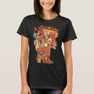 Camiseta Bota de Cowboy do Arizona Vermelho Floral Viagem