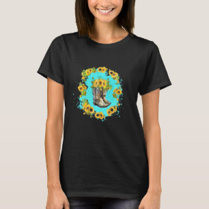 Camiseta Bota de Cowgirl Girassol Vintage Para Menina do Ca