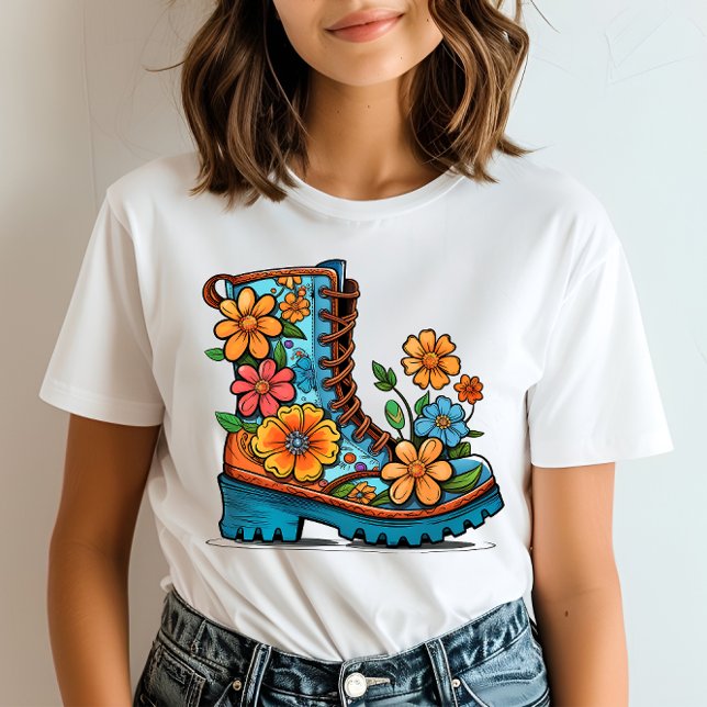Camiseta Bota de flor boêmica (Criador carregado)