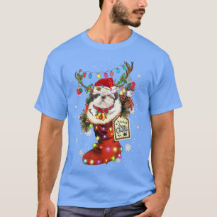 Camiseta Bota de Natal Shih Tzu Meia de Natal de Inverno Ne