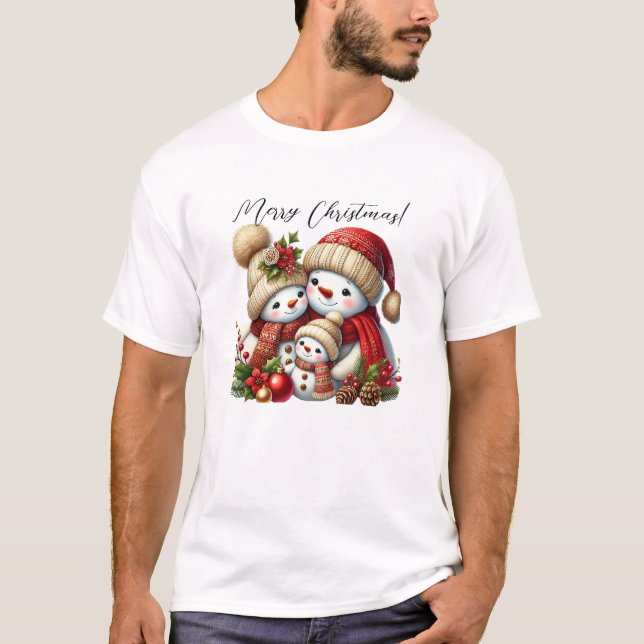 Camiseta Botânica de Aquarela de Natal Elegante (Frente)