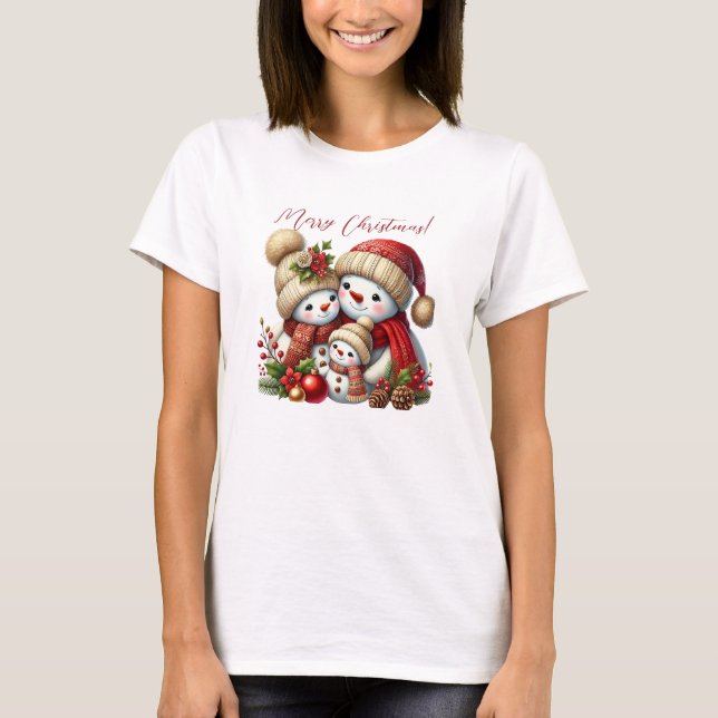 Camiseta Botânica de Aquarela de Natal Elegante (Frente)