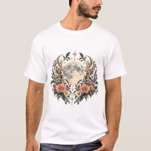 Camiseta Botânica de Flores Silvestres ao Luar Lua