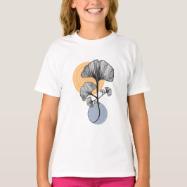 Camiseta Botânica de Folha de Ginkgo Moderna