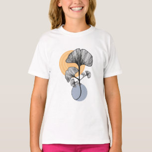 Camiseta Botânica de Folha de Ginkgo Moderna