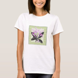 Camiseta Botânica de Orquídea Cattleya em Verde Li