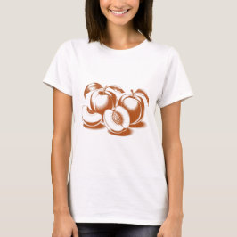 Camiseta Botânica de Pêssego Estética Feminina