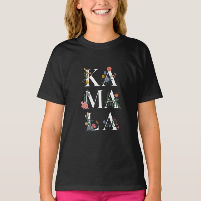 Camiseta Botânica Kamala Harris Voting 2024 Floral Voter (Frente)