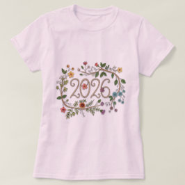 Camiseta Botanical 2026 Typography with Flowering Vines 