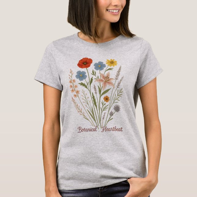Camiseta Botanical Heartbeat- dgn by Maaya Prints, Women's (Frente)