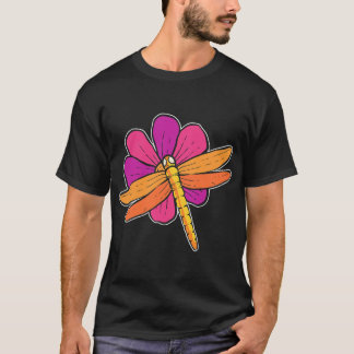 Camiseta Botânico da Flor de Dragonfly