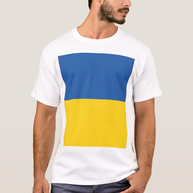 Camiseta Botão Bandeira da Ucrânia (Frente)