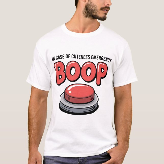 Camiseta Botão Boop de Emergência (Frente)