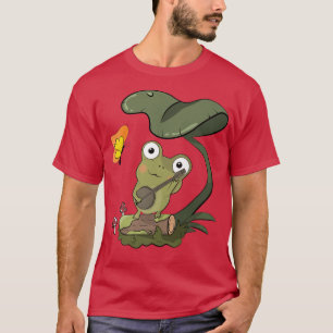 Camiseta Botão De Banjo De Sapo Cute De Cottagecore Aestéti