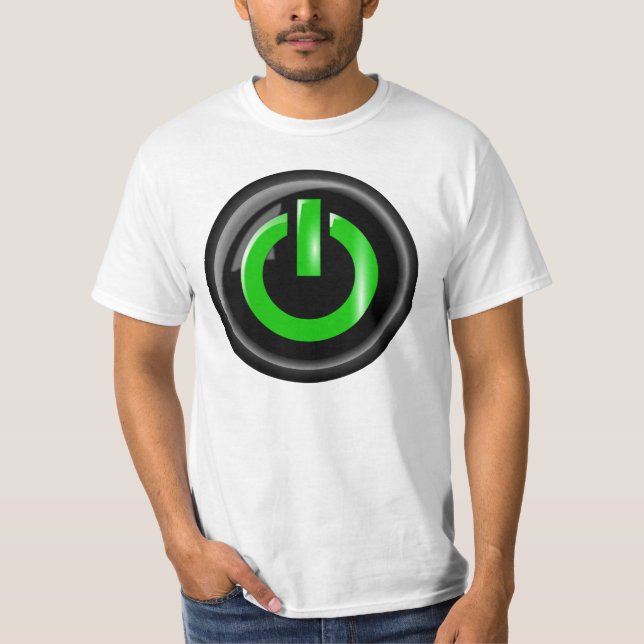 Camiseta Botão de liga/desliga preto "Verde ligado" (Frente)