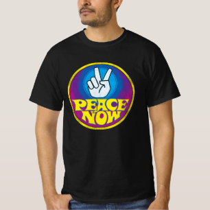 Camiseta Botão de Retro do Peace Now Vintage