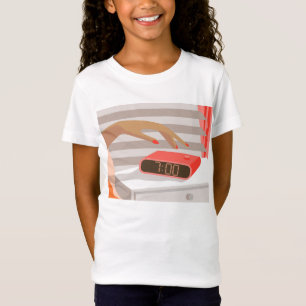 Camiseta Botão de snooze do despertador da mão das mulheres