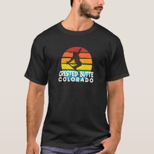 Camiseta Botão preso por esqui 70s 80s Botão preso