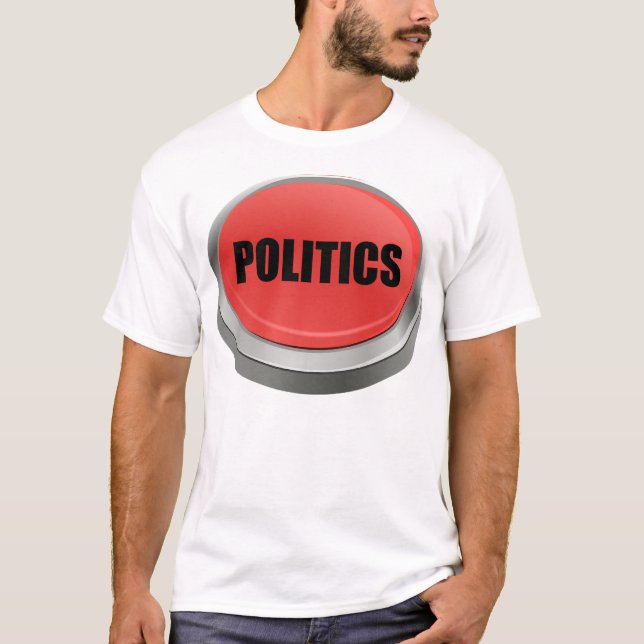 Camiseta Botão Vermelho - Política (Frente)