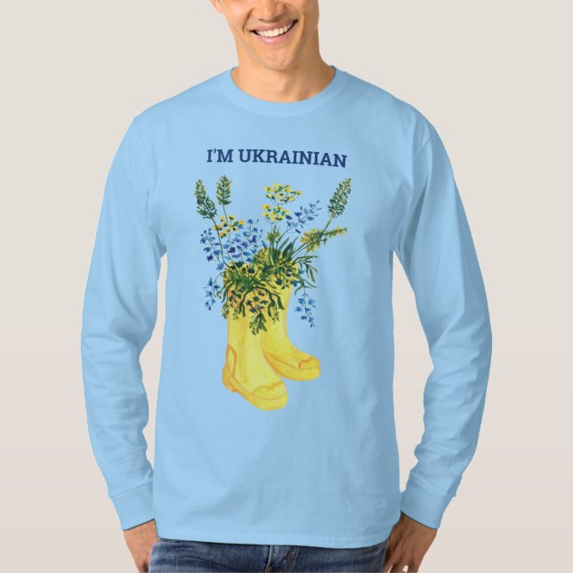 Camiseta Botas amarelas com flores azuis Ucrânia Sweatshirt (Frente)