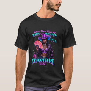 Camiseta Botas Brilho Preto Melanina Coisa Caubói Feminina