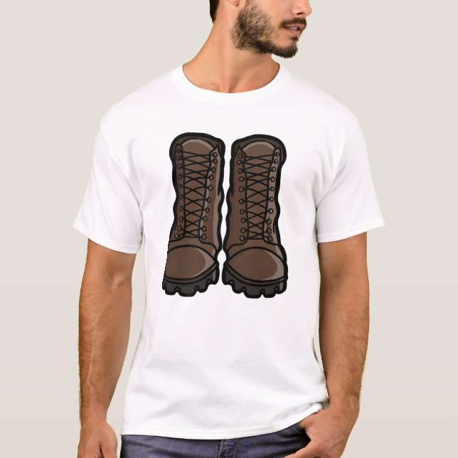 Camiseta Botas Clássicas de Caminhada Retrô (Frente)